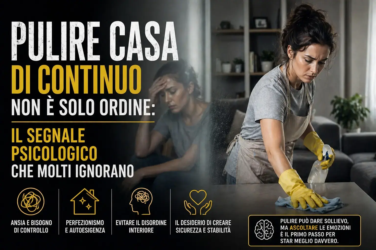 Pulire casa di continuo: il segnale che merita attenzione