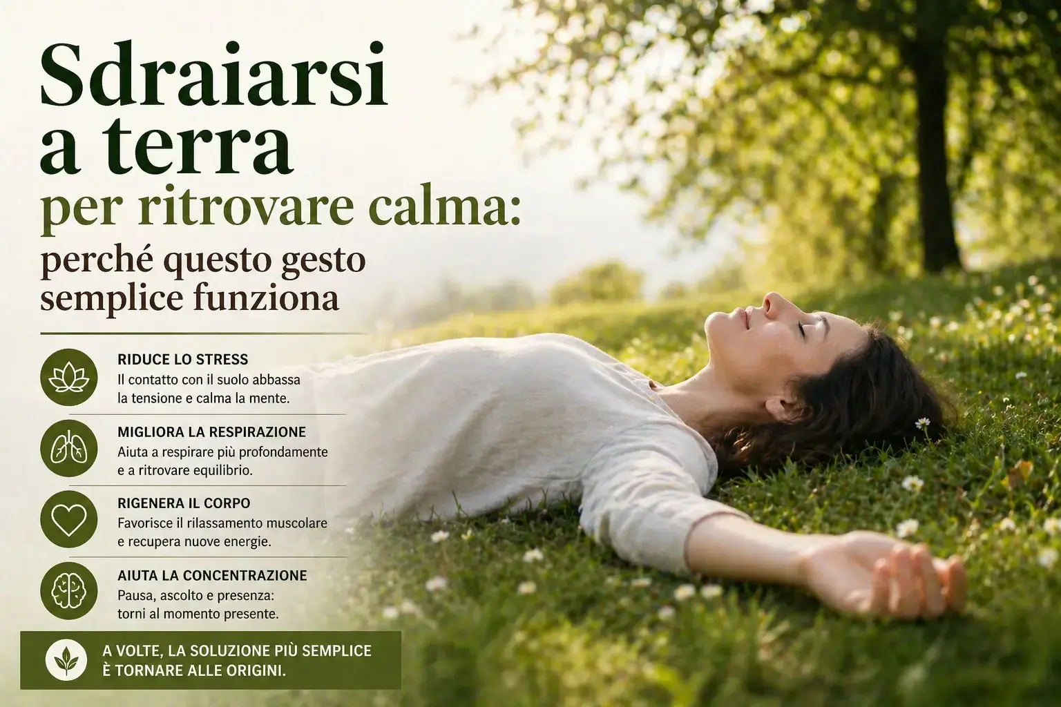 Sdraiarsi a terra per ritrovare la calma: perche funziona